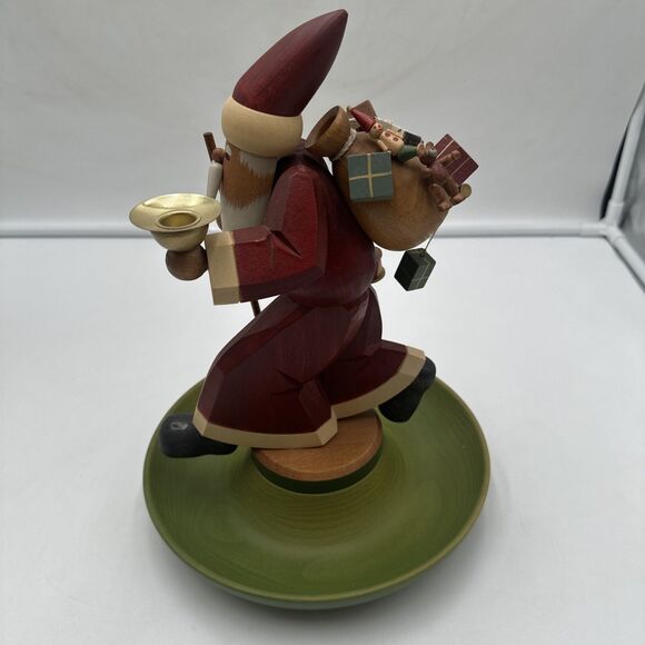 Kathe Wohlfahrt German Wood Santa Father Christmas w Bag of Toys Candleholder12” - Picture 3 of 8